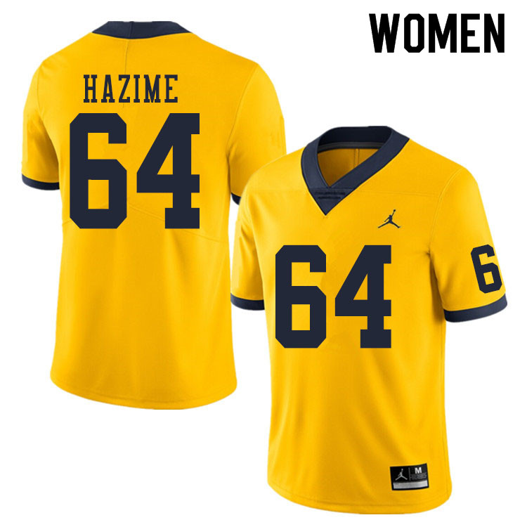 Women #64 Mahdi Hazime Michigan Wolverines College Football Jerseys Sale-Yellow